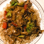 Broccoli Beef-Plus served over Brown Rice.