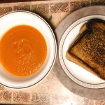 Carrot-Ginger Soup with Grilled Cheese. 